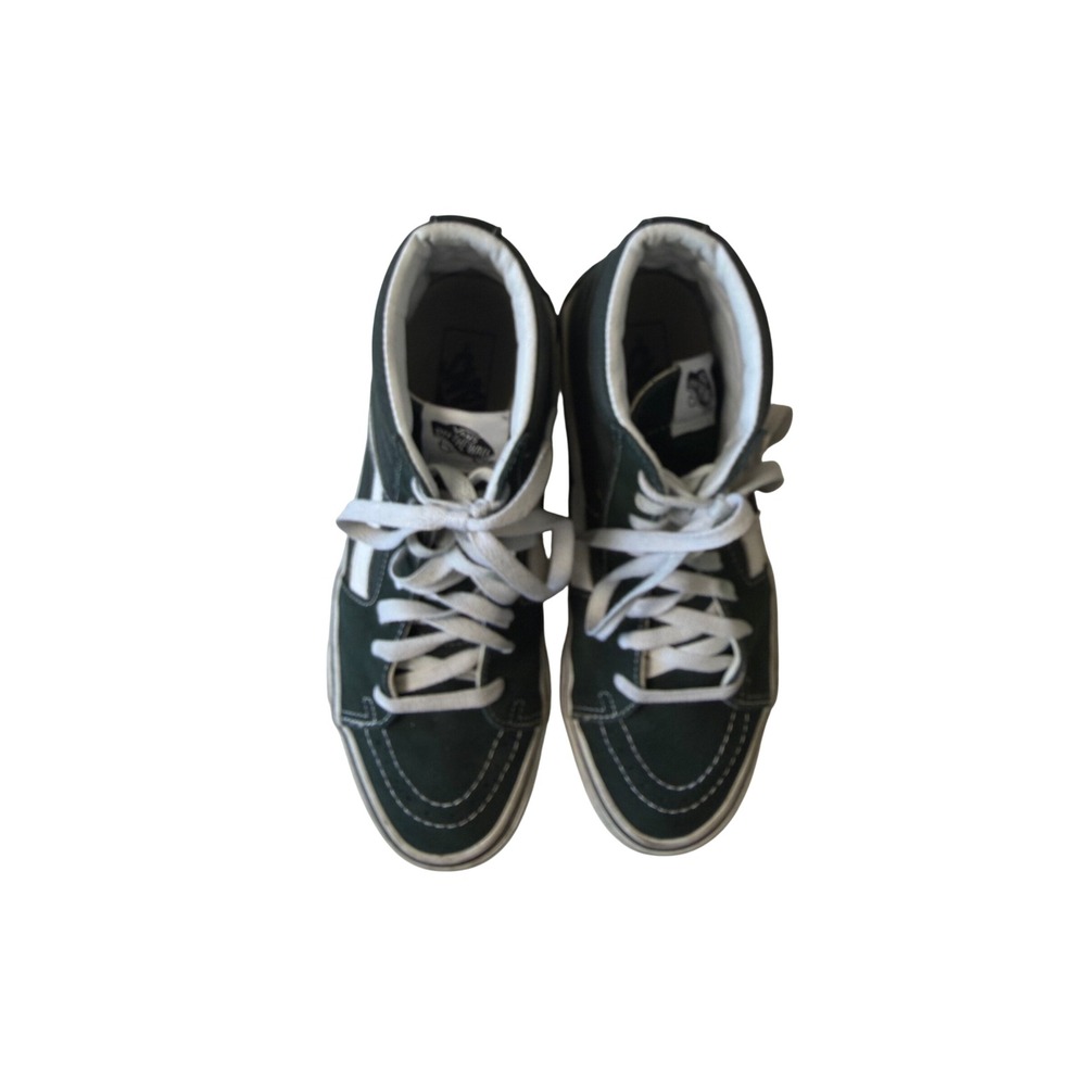 Vans Sk8-Hi High Top Sneakers Forest Green White Suede Canvas Skate Shoes